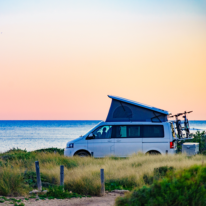 Van overlooking the sea