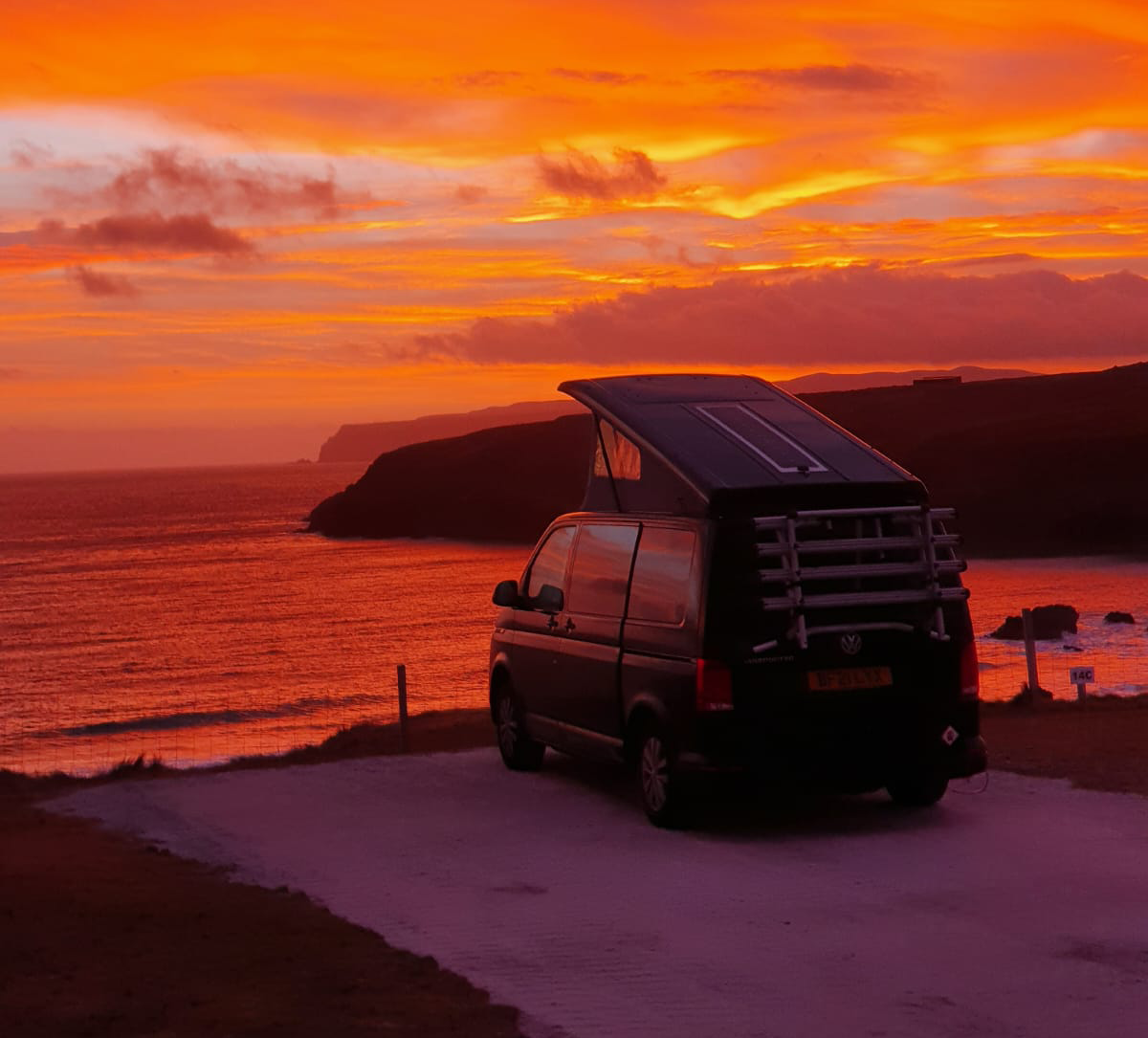 Campervan at sunset