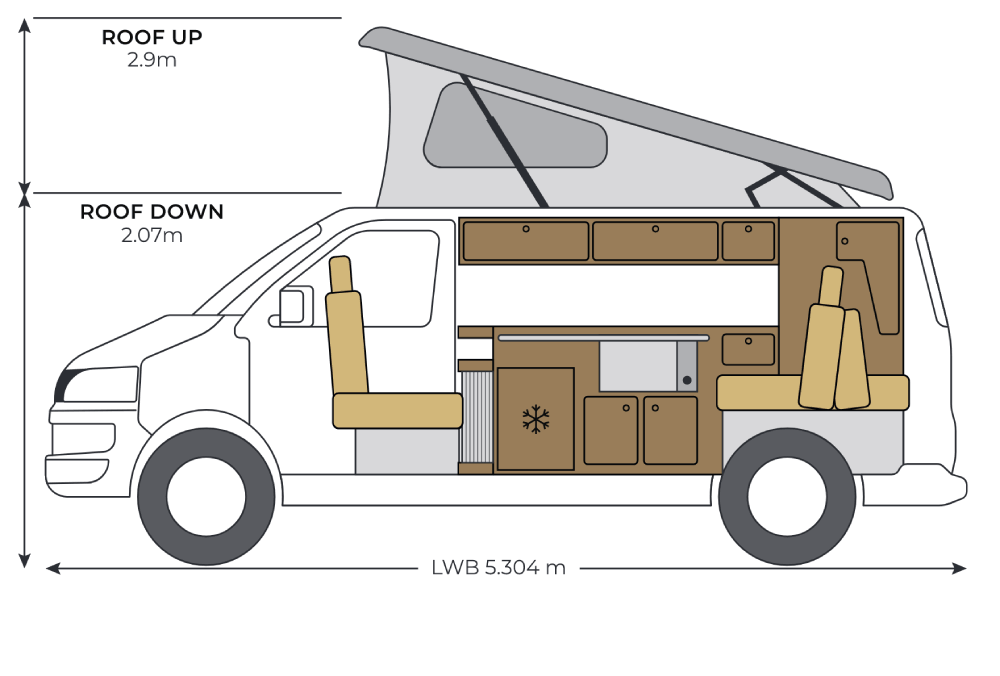 CamperKing Monte Carlo LWB Campervan Layout