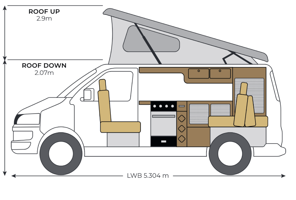 CamperKing Portofino LWB Campervan Layout