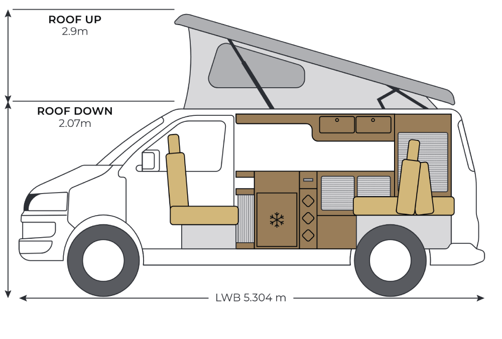 CamperKing Santorini LWB Campervan Layout