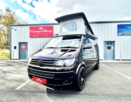 Blackberry CamperKing Campervan parked in front of the CamperKing Scotland Showroom